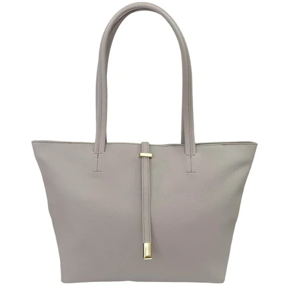 VINCE CAMUTO Leila Gray Driftwood Saffiano Leather Tote Bag - Picture 2 of 14